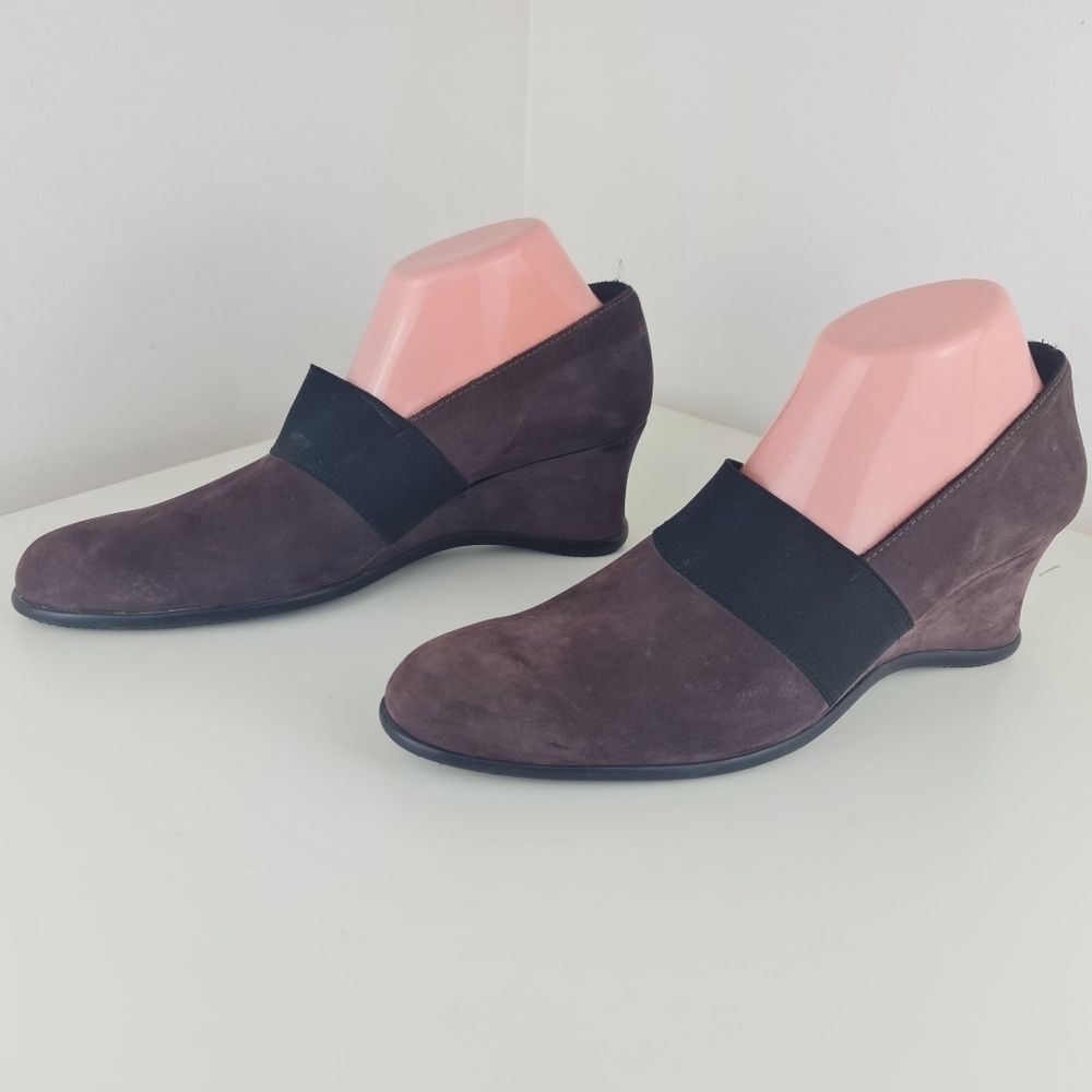 Arche France Purple Yam Nuback Slip-on Wedge Comfort Shoes Womens Size 41.5